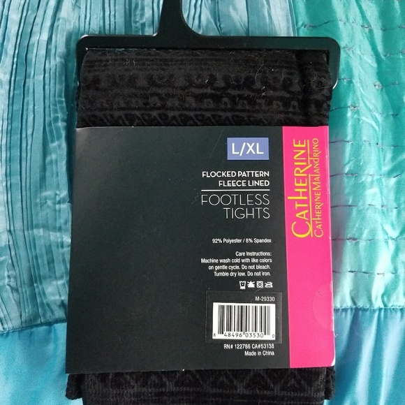 NWT Black Tights with Velvet accents - Picture 2 of 2